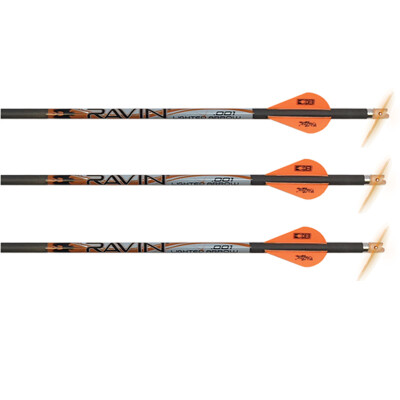 Ravin .001 Premium Match Grade Lighted Arrows Carbon Construction 20" Long 400 Grain 3 Pack