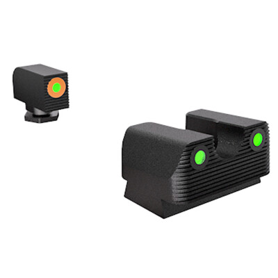 Rival Arms Tritium Handgun Night Sights for Glock 42/43 Orange Front Ring CNC Machined Stainless Steel Billet Matte Black Finish