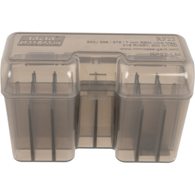 MTM Case-Gard RF22 Series 22 Round Short Magnum Ammunition Box Polypropylene Smoke RF22-SM-41