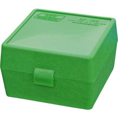 MTM Case-Gard R-100 Series 100 Round Medium Rifle Ammunition Box Polypropylene Green RS-100-10