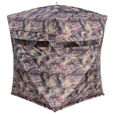 Native Spirit Ground Blind 1-2 Person 48"x48"x62" 3-Side Full View Windows Dirt Road Camo