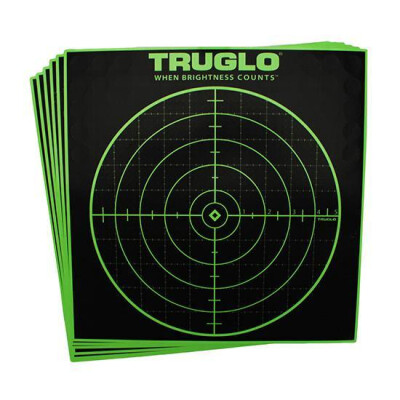 TRUGLO 100 Yard Sight In Target, 12"x12", Fluorescent Green, 12 Pack TG10A12