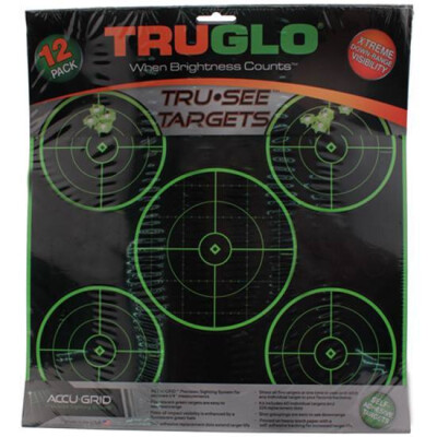 TRUGLO TruSee 5 Bull's-Eye Targets 12" x 12" Fluorescent Green 12 Pack TG11A12