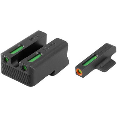 TRUGLO TFX Pro 1911 Novak LoMount cut .260/.500 Front and Rear Set Green TFO Night Sights Orange Ring Steel Black TG13NV3PC