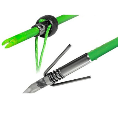TruGlo Speed Shot with Spring Fisher Point Fishing Arrow with Slide and Stop Fiberglass Fluorescent Green Arrow Shaft