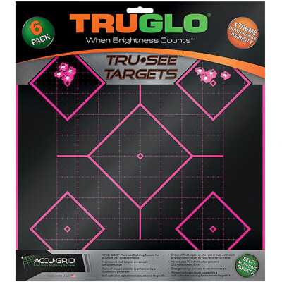 TRUGLO Tru-See Splatter Target 5 Diamond Paper Target 12"x12" Pink 6 Pack TG14P6