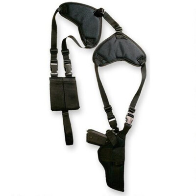 Bulldog Cases Deluxe Shoulder Harness Vertical Shoulder Holster with Thumb Break Size 14 Revolvers with 5" to 6.5" Barrels Ambidextrous Fully Adjustable Nylon Black