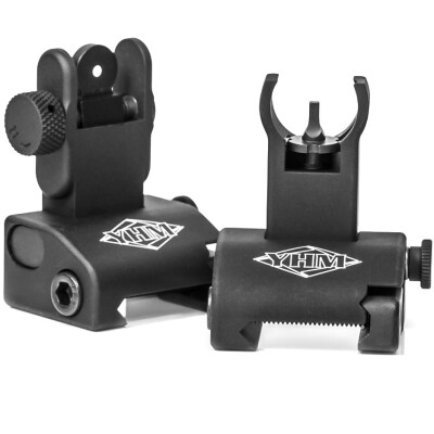YHM AR-15 QDS Same Plane Sight System, Hooded, Aluminum, Black