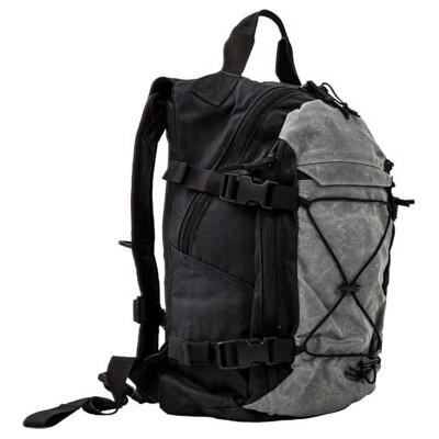 Grey Ghost Gear Throwback Backpack 15"x9"x6" Overall 850 Total Cubic Inches Waxed Canvas Black/Gray