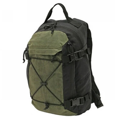 Grey Ghost Gear Throwback Backpack 15"x9"x6" Overall 850 Total Cubic Inches Waxed Canvas Black/OD Green
