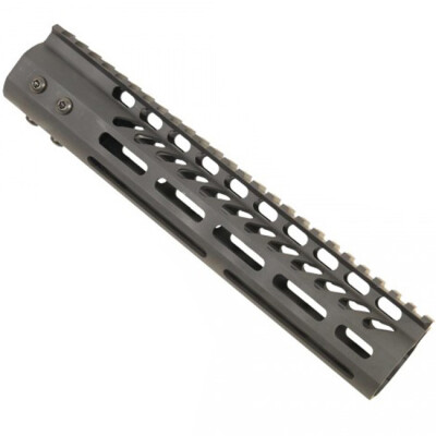 Guntec AR-15 10" Ultra Lightweight Thin M-LOK Free Floating Handguard with Monolithic Top Rail 7.9 oz. Aluminum Black
