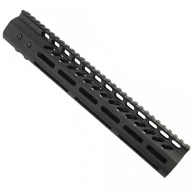 Guntec 12" Ultra Lightweight Thin M-LOK Free Floating Handguard with Monolithic Top Rail LR-308 DPMS Low Profile 11.7 oz Aluminum Body Steel Barrel Nut Black