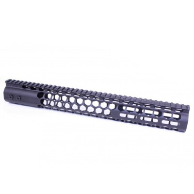 Guntec AR-15 15" Air Lite Series "Honeycomb" M-LOK Free Floating Handguard with Monolithic Top Rail Aluminum Anodized Black
