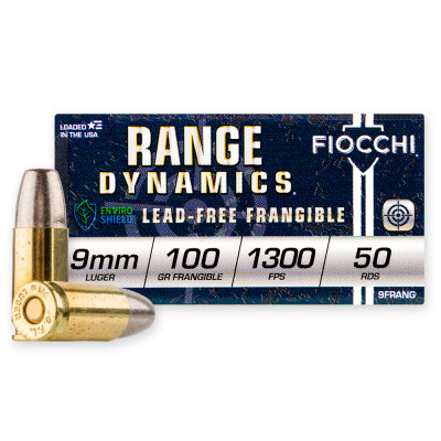 Fiocchi 9mm Luger Ammunition 1000 Rounds Frangible 100 Grain Lead Free