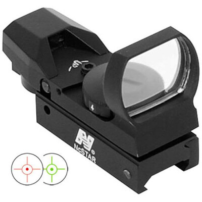 NcSTAR Red and Green Four Reticle Reflex Optic Dot/Bullseye/Cross/Starburst Illuminated 3 MOA Dot Aluminum Black Anodized