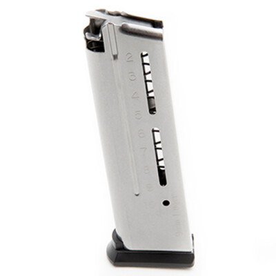 Wilson Combat 1911 Elite Tactical Full Size Magazine 9mm Luger 10 Rounds ETM Base Pad Stainless Steel 500-9