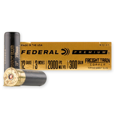 Federal Freight Train Copper 12 Gauge Shotshell 5 Rounds 3" Sabot Slug 300 Grains