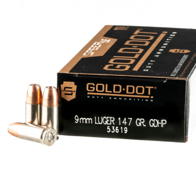 Speer Gold Dot 9mm Luger Ammunition 50 Rounds GDHP 147 Grain