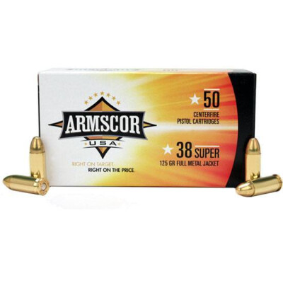 ARMSCOR Precision.38 Super Full Metal Jacket , 125 Grain, 1200 fps, 50 Round Box 50050
