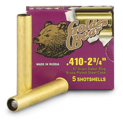 Golden Bear .410 Ammunition 5 Rounds 3" Lead Slug 97 Grain Brass Cased