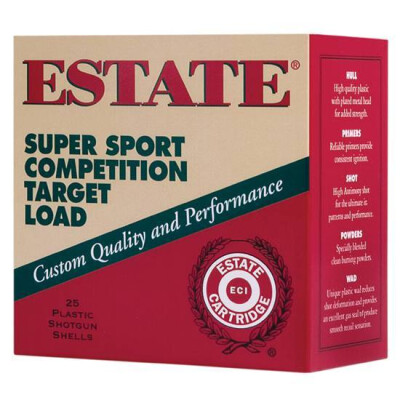 Ammo 12 Gauge Estate Cartridge Super Sport Competition Target Loads 2-3/4" #7.5 Lead 1-1/8 Ounce 1200 fps 25 Rounds SS12H 7.5
