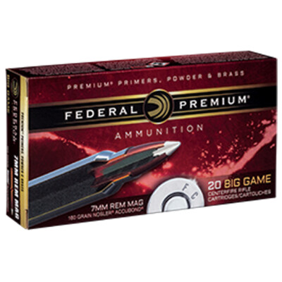 Federal Premium Nosler 7mm Rem Mag Ammunition 20 Rounds 160 Grain Nosler Accubond 2900fps