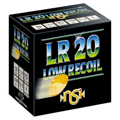 NobelSport Low Recoil 20 Gauge Ammunition 25 Rounds 2.75" #8 Lead .75oz