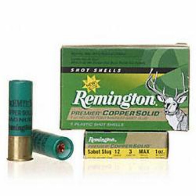 Remington Premier 12 Gauge Ammunition 5 Rounds 3" 1oz Copper Solid Sabot Slug Lead Free 1550fps