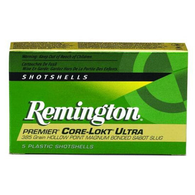 Ammo 20 Gauge Remington Premier Core-Lokt Ultra Bonded 2-3/4" Sabot Slug 260 Grain Slug 5 Round Box 1900 fps PR20CLU