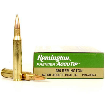 Ammo .280 Rem Remington Premier 140 Grain AccuTip Bullet 3000 fps 20 Rounds PRA280RA