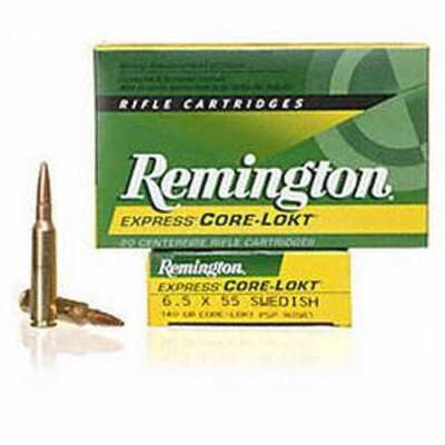 Remington Express 6.5x55 Swedish Ammunition 20 Rounds 140 Grain Core-Lokt PSP Soft Point Projectile 2550fps