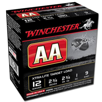 Winchester AA Xtra-Lite Target 12 Gauge Ammunition 25 Rounds 2-3/4" #9 Lead 1 oz