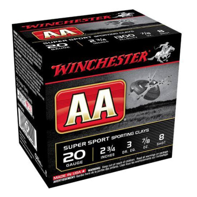 Winchester AA 20 Ga 2.75" #8 Lead .875oz 25 Rounds