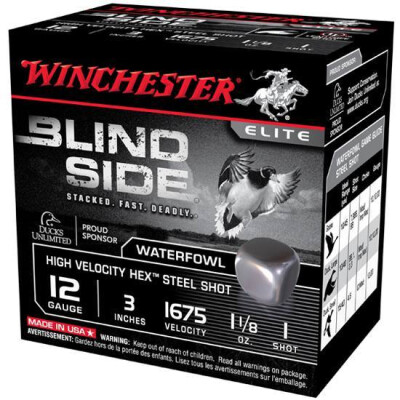 Winchester Blind Side 12 Gauge Ammunition 25 Rounds 3" #1 Hex Steel 1.125oz