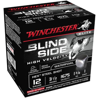 Winchester Blind Side 12 Ga 3.5" #1 Hex Steel 25 Rounds
