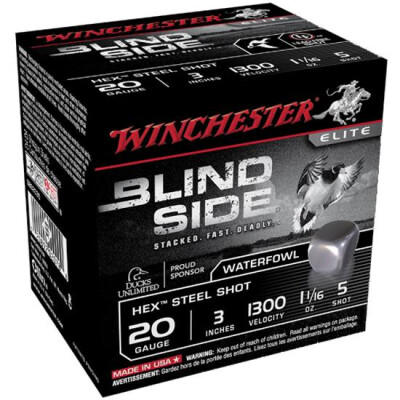 Winchester Blind Side 20 Ga 3" #5 Hex Steel 25 Rounds