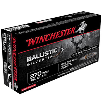 Ammo .270 WSM Winchester Supreme Ballistic Silvertip 150 Grain 3120 fps 20 Rounds SBST2705A
