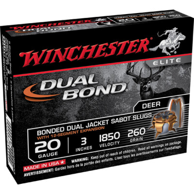Winchester Dual Bond 20 Gauge Ammunition 5 Rounds 3" Sabot Slug 260 grains 1850fps