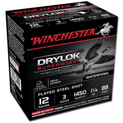 Winchester Drylok 12 Ga 3" BB Steel 1.25oz 25 Rounds