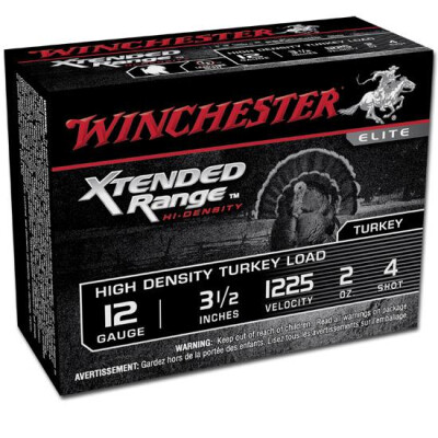 12 Gauge Winchester Supreme Elite Xtended Range Lead Free High Density Turkey Load 3-1/2" #4 2 Ounce 1225 fps 10 Round Box STXS12L4