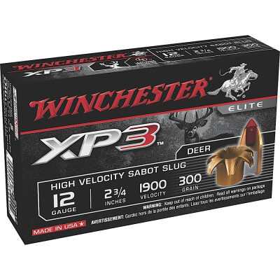 Winchester Elite 12 Gauge Ammunition 5 Rounds 2.75" XP3 Sabot Slug 300 Grain