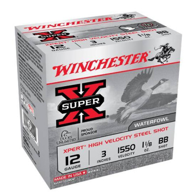 Winchester Xpert Hi-Velocity Steel 12 Gauge Ammunition 25 Rounds 3" BB Steel Shot 1-1/8 Ounce 1550fps