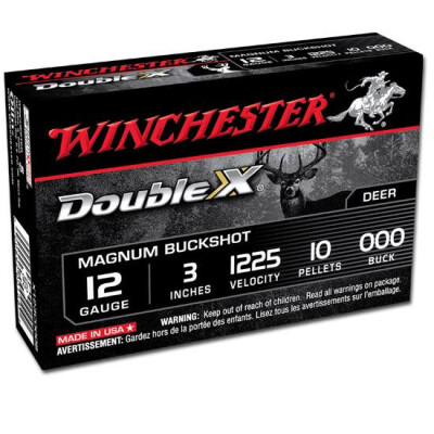 Ammo 12 Gauge Winchester Super-X Magnum 3" #000 Buck 10 Pellets 1225 fps 5 Rounds X123C000B