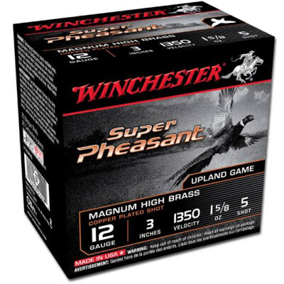 Winchester Super Pheasant HV High Brass 12 Gauge Ammunition 25 Round Box 3" #5 Copper Plated Lead Shot 1-5/8 oz 1350 fps