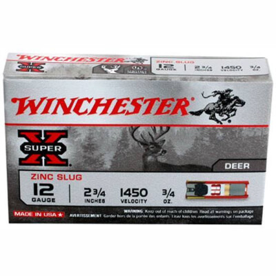 Winchester Super-X 12 Ga 2.75" 1 oz Zinc Slug 5 Round Box