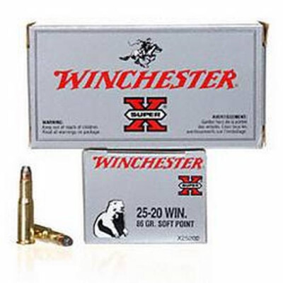 Ammo .25-20 Win Winchester Super-X 86 Grain Flat Nose SP Bullet 1460 fps 50 Rounds X25202