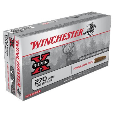Winchester SuperX .270 WSM Ammunition 20 Rounds Copper Power Core HPBT 130 Grain