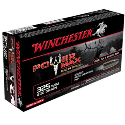 Ammo .325 Winchester Short Magnum Winchester Power Max Bonded 220 Grain Bonded Protected Hollow Point Bullet 2840 fps 20 Rounds X325WSMBP