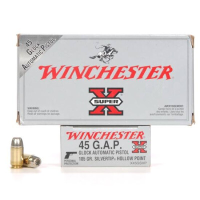 Ammo .45 GAP Winchester Super-X Silvertip Hollow Point 185 Grain. 1000 fps 50 Round Box