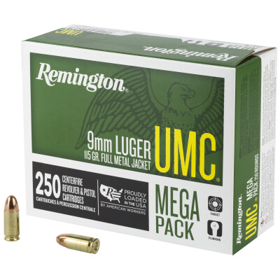 Remington UMC 9mm Luger Ammunition 1000 Rounds MC 115 Grain